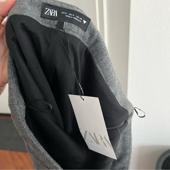 Zara Strapless Flannel Bow Top Grey Black Tube Top Wool Blend Size Small NWT - Picture 9 of 10